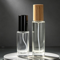Botol Parfum Kaca Grosir 18mm dengan Tutup Bambu, Nosel Semprot Perak, Portabel, Isi Ulang, untuk Sampel Parfum, Dapat Diukir