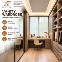 Dressing intégré Imperial Zunteng en bois foncé avec miroir pour espace intérieur de chambre principale de manoir moderne, plan de décoration
