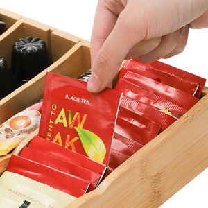 กล่องเก็บชาและกาแฟไม้ไผ่ 6 ช่อง ความจุขนาดใหญ่ สำหรับจัดระเบียบบนโต๊ะ สำหรับใส่แคปซูลกาแฟและถุงชา - Product Image 4