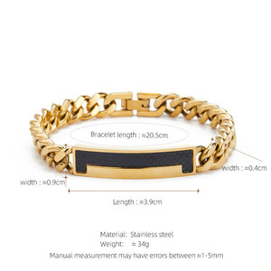 Anti Tarnished 316L Stainless Steel Fashion Men's <b>Bracelet</b> & Bangle 14K 18K Gold Plated <b>Engravable</b> <b>Bracelet</b> Blanks For Men - Product Image 6