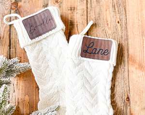 Bas de Noël personnalisés Bas de Noël gravés au laser avec nom en cuir - Product Image 6