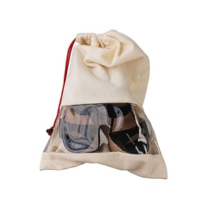 Sac à chaussures en coton personnalisé imprimé, économique, portable, avec cordon de serrage et fenêtre transparente – Promotion - Product Image 1