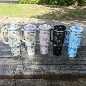 Neues benutzer definiertes Logo Kawaii Cartoon Laser gravur Reise becher mit großer Kapazität 40 Unzen doppelwandige metall isolierte Kaffeetassen - Product Image 2