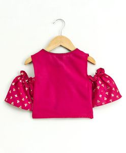 Twisha - Top con hombros descubiertos para niñas, con estampado de Palazzo, color rosa, 100 % algodón, ropa étnica para fiestas infantiles (de 0 a 6 meses y hasta 14 años) - Product Image 3