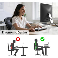 Support d'écran en acrylique transparent à 2 niveaux, 5,12 pouces de hauteur, étagère de rangement transparente pour ordinateur de bureau, pour le stockage de matériel multimédia