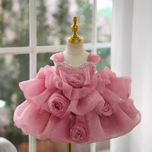 Vestido de Princesa para el Primer Cumpleaños del Bebé, Vestido Nuevo para Bebé, Color Arena, Verano - Product Image 1