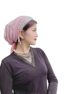 New wholesale sequin fabric knitted hat, Zhejiang Muslim women's Islamic inner cap, solid color headscarf, breathable - Product Image 5