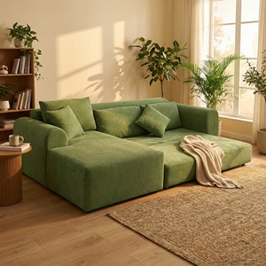 Sofá en Forma de L, Cómodo para la Piel, para Huéspedes, Chaise Longue Reclinable, Compacto y Plegable - Product Image 1