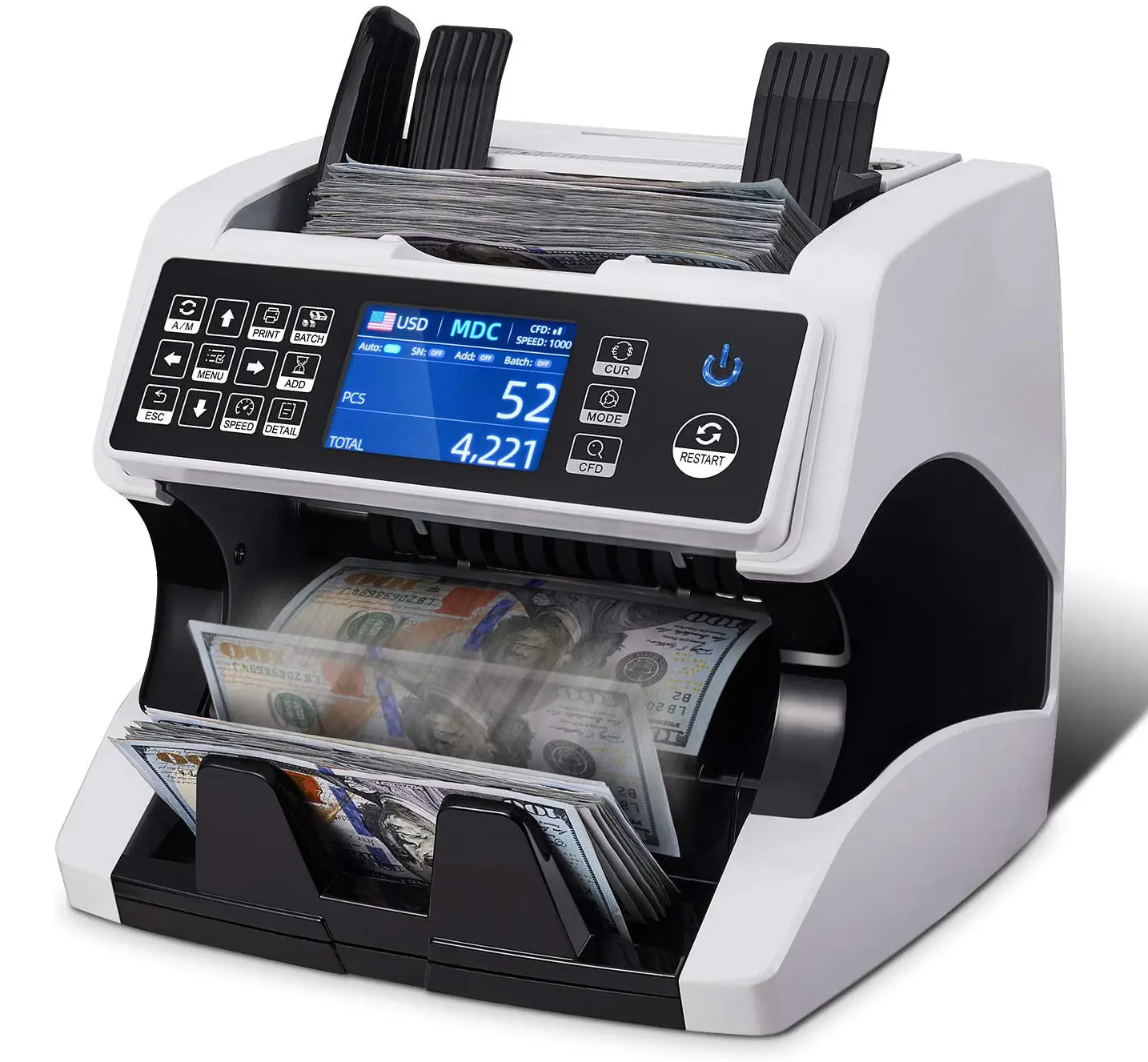 AL-920 Konter Mata Uang Pilihan Printer Termal Antarmuka Multi Bahasa dengan Penghitung Uang Kertas UV dan MG