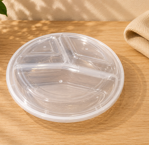 HACAMY - Recipientes Desechables para Alimentos de PP Aptos para Microondas con 3 Compartimentos y Tapas Herméticas, Cajas Apilables para Llevar Comida - Product Image 1