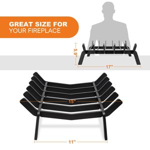 Grille de foyer pour <span class=keywords><strong>cheminée</strong></span> intérieure avec pieds de stabilité renforcée, outils de préparation du feu, support pour bois de chauffage de poêle à bois - Product Image 2