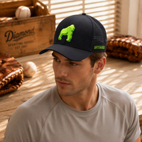 Casquette Trucker en Maille à Visière Courbée Noire Personnalisée, Casquettes Trucker à 6 Panneaux