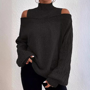 Outono Inverno Novo Estilo das Mulheres Pullover Camisola Europeia Americana <span class=keywords><strong>Half</strong></span>-High Collar Lanterna Manga Solta - Product Image 3