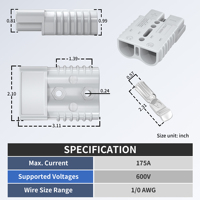 Connecteur d'alimentation de batterie à connexion rapide 600v résistant à la chaleur 2 broches 175A connecteur de batterie à courant élevé pour fil 1/0 AWG
