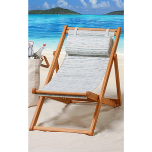 Chaise longue pliante en bois chaise de plage portable - Product Image 1