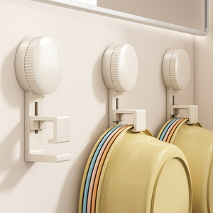 Suction Cup <b>Hook</b> Wall Mounted Storage Rack Round Punch Free 30KG Load Bearing Capacity For Bathroom <b>Kitchen</b> Organization - Product Image 1
