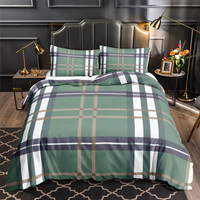 Juego de Ropa de Cama de Lujo con Diseño Clásico a Cuadros, Impresión Digital 3D Personalizada al por Mayor, Incluye Sábanas, Fundas de Almohada y Funda Nórdica