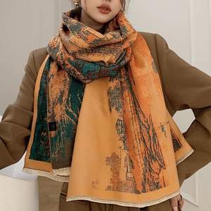 Bufanda de estilo chino para mujer, pañuelo de <span class=keywords><strong>Cachemira</strong></span> de doble cara, elegante, retro, de invierno, con <span class=keywords><strong>mapa</strong></span> de orilla del río, Festival qinging - Product Image 4