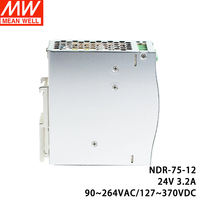 Alimentation électrique sur rail DIN NDR-75-24 Mean Well 75W 12V 3.2A, PFC actif, contrôle industriel, sortie simple, produit original authentique
