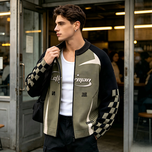 Pull tricoté zippé personnalisé pour homme, style motard, lourd, vente en gros, haute qualité, streetwear tendance - Product Image 1