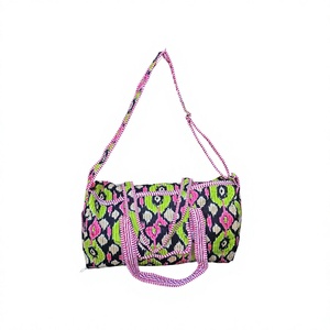 Women's Luxury Durable Zipper High Quality Pure Cotton Quilted Travel Weekend Duffle <b>Bag</b> Hand Block <b>Beach</b> Overnight Reusable - Product Image 1