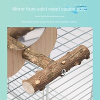 Accessoires pour perroquets : Perchoir de cage en bois de poivre du Sichuan et miroir carré en PET, jouet à mâcher pour diverses espèces d'oiseaux