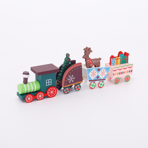 รถไฟไม้ขนาดเล็กตกแต่งคริสต์มาส ของขวัญงานฝีมือวันหยุดใหม่สำหรับเด็ก อุปกรณ์คริสต์มาสที่สมบูรณ์แบบ - Product Image 4