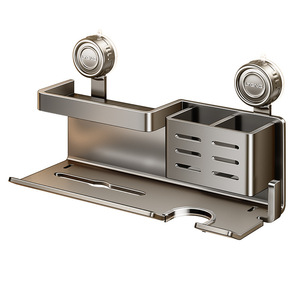 Bathroom Storage Rack Hair Dryer Holder 50X30Cm Suction Mounted Multi Functional Wall Mount Corner Shelf - Product Image 5