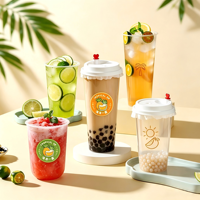 Gobelets en plastique transparent givré en gros, gobelets rigides en PP pour café, lait, boba, bubble tea avec couvercles, gobelets en plastique givré personnalisés pour café