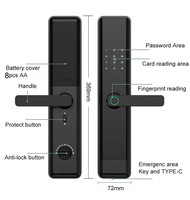 Sin llave Universal 6068 puerta de acero inoxidable mortaja biométrica huella dactilar teclado contraseña sin llave TTlock/TUYA cerradura de puerta inteligente