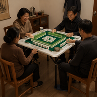 Meja HDPE Portabel Ringan Dapat Ditumpuk Rangka Baja Tahan Air Untuk Penggunaan Dalam & Luar Ruangan, Makan, & Permainan Mahjong