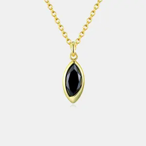 Grace Jewelry Wholesale Fashion 14k gold plated pendant high quality obsidian silver pendant 925 sterling