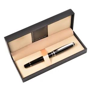 Yüksek kaliteli kırtasiye hediye seti siyah Metal jel kalem kutusu ile yönetici promosyon iş rulo hediye kalem seti