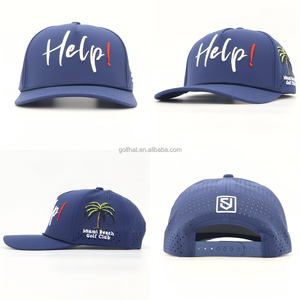 Waterproof Baseball Cap Custom 5 Panel 3D Embroidery Logo Laser Cut Hole Perforated Caps Performance Sports Golf Hats - Product Image 2