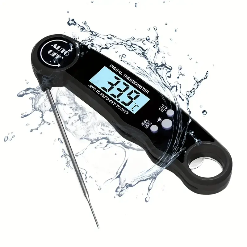 Bottle Opener Folding Probe Food Thermometer Water Thermometer Waterproof Kitchen Cooking Barbecue BBQ Meat Thermometer