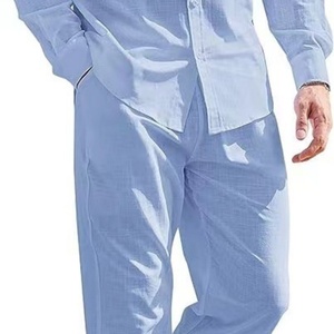 ชุดกีฬาฤดูร้อนปี 2025 ชุดลำลองชายหาดผู้ชาย เสื้อแขนยาว กางเกงขายาว ชุดทำงาน ชุดสองชิ้น - Product Image 4