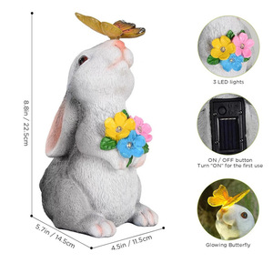 Solar <b>Rabbit</b> Garden Light Resin Sculpture Outdoor Waterproof LED Solar Powered Decorative <b>Lamp</b> for Yard Patio - Product Image 4
