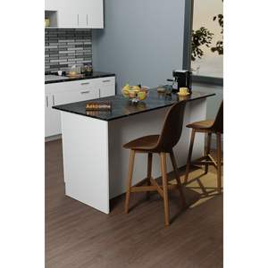 Mesa de Bar para Cocina con Acabado de Mármol Blanco Moderno de Vera, con 4 Estantes, Ahorra Espacio - Product Image 3