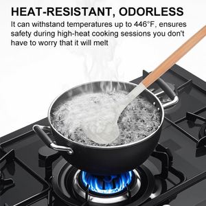 11pcs High-Temperature Silicone Kitchen Utensil Set Wooden Handle Non-Stick Frying Spatula Soup Spoon Kitchenware Cooking <b>Tool</b> - Product Image 3