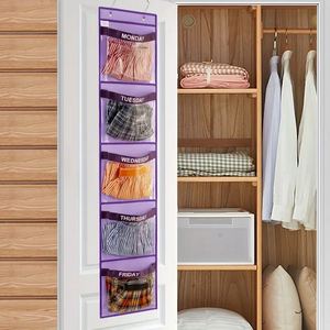 Vibrant Weekly Kids Closet Organizer Convenient Hanging Storage for Monday to Friday School Clothes - Product Image 5