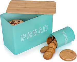 Boîte à pain de ferme ensemble de poubelles à biscuits pour comptoir de cuisine avec couvercle en bambou pour que le pain <span class=keywords><strong>fait</strong></span> <span class=keywords><strong>maison</strong></span> reste frais longtemps - Product Image 3