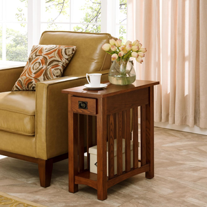 Mesa Auxiliar Estrecha de Roble de 12 Pulgadas Home Mission, Mesa Lateral de Madera Tradicional Independiente para <span class=keywords><strong>Sala</strong></span> de Estar - Product Image 2