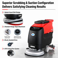 Mesin Pencuci dan Pengering Lantai Komersial Wallergo K3 530mm dengan Tangki 60L/65L, Peralatan Pembersih Lantai Industri Tipe Walk-Behind