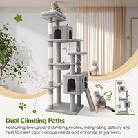Mehrstöckiger Indoor-Katzenturm mit Gepolstertem Liegeplatz Hängematte Katzenhaus und Natürlichen Sisal-Kratzpfosten