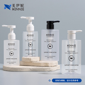 Minnie Transparent Plastic <b>Bottle</b> 300ml 500ml With <b>Pump</b> For Shampoo Soap Lotion Packaging - Product Image 1