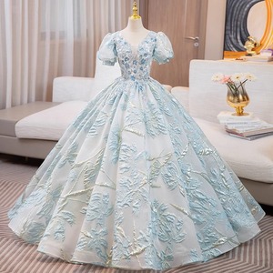 Floral Embroidered Organza Ball Gown Sweetheart Neckline Empire Waist Long Evening Dress For Performance And Vocal Music Exam - Product Image 2