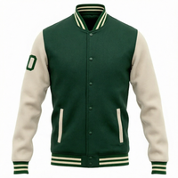 Blouson Bomber Unisexe Personnalisé avec Logo sur les Manches et sur le Devant Style Preppy Coupe Classique Printemps Imperméable 100% Coton