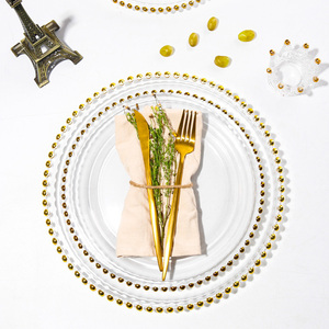 Vaisselle en verre plaqué luxe, assiette en verre, décoration de la maison - Product Image 4