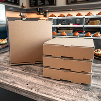 Boîte à pizza en carton kraft brun avec logo personnalisé, boîtes à pizza jetables en carton ondulé pour restaurant, pique-nique, emballage alimentaire