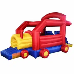 Château gonflable sur le thème du train, structure de saut en nylon pour enfants, parc d'aventure, garderie, jeux en plein air - Product Image 1